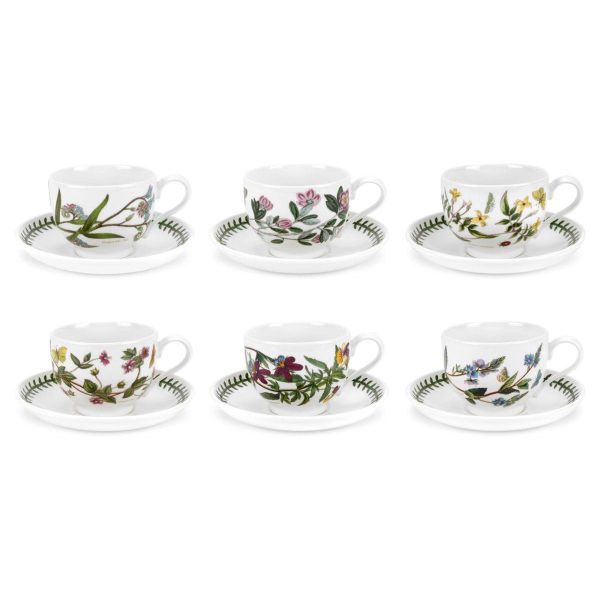 Portmeirion Botanic Garden Teacups and Saucers (T) Set of 6