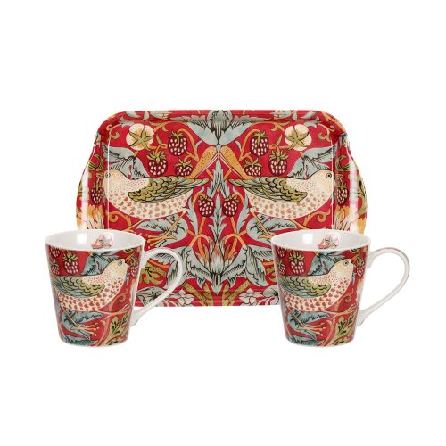 Pimpernel Morris & Co. Strawberry Thief Mug & Tray, Red